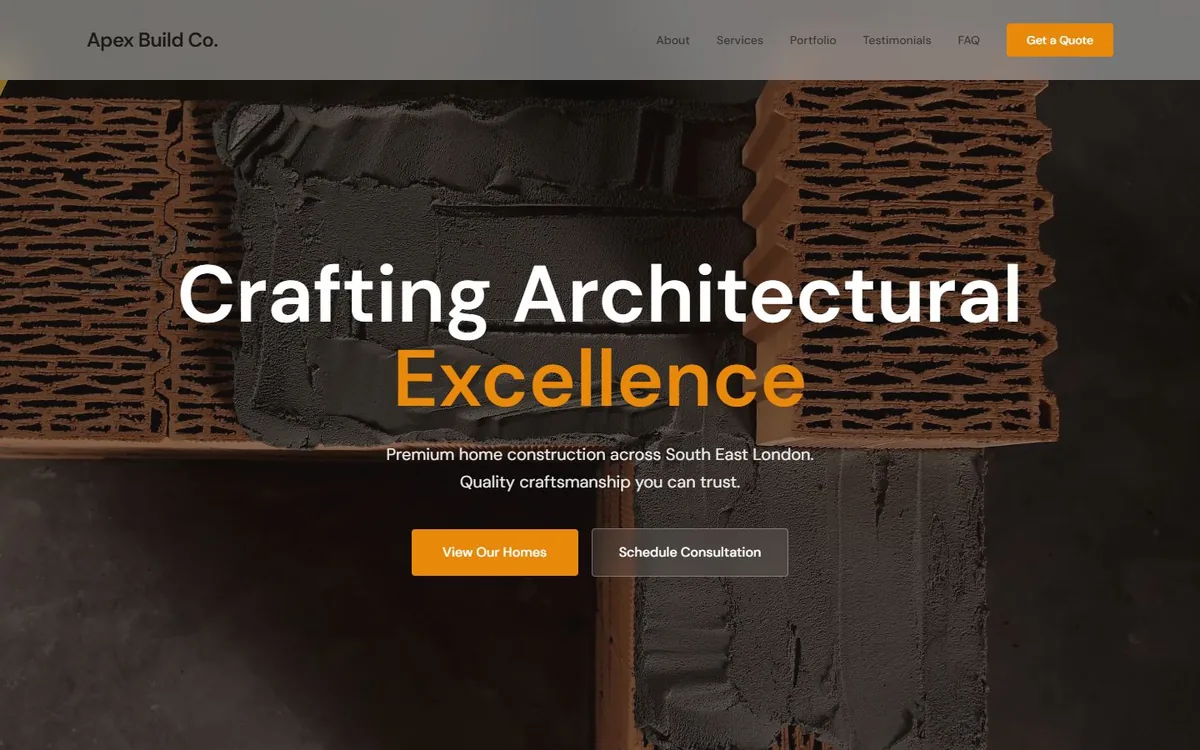 Screenshot of the Luxury home building site