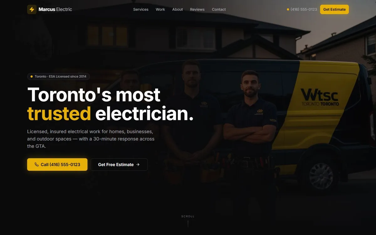Screenshot of the Electrician site